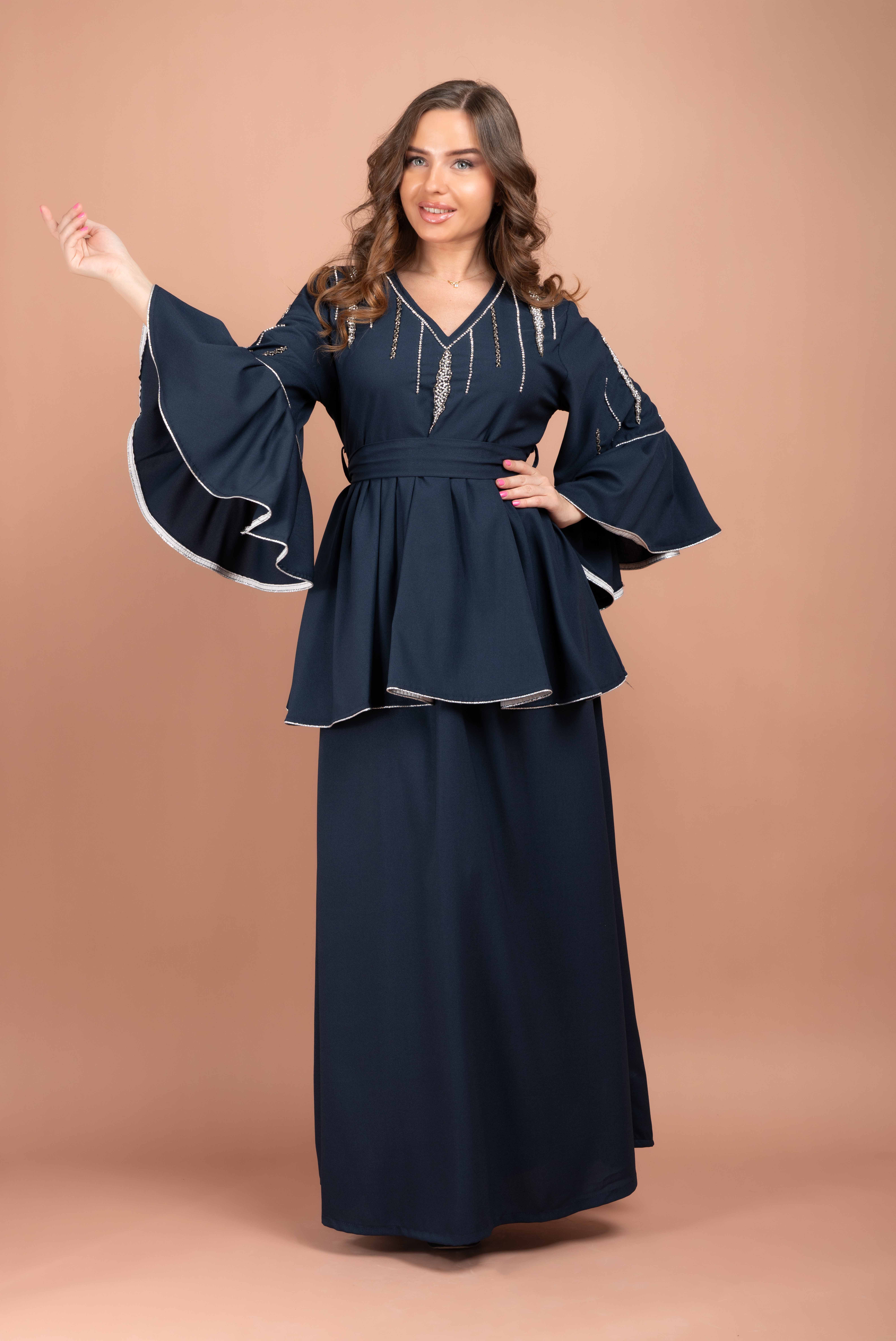Kuwaiti Jalabiya Blue Arab Clothing Styles for Women